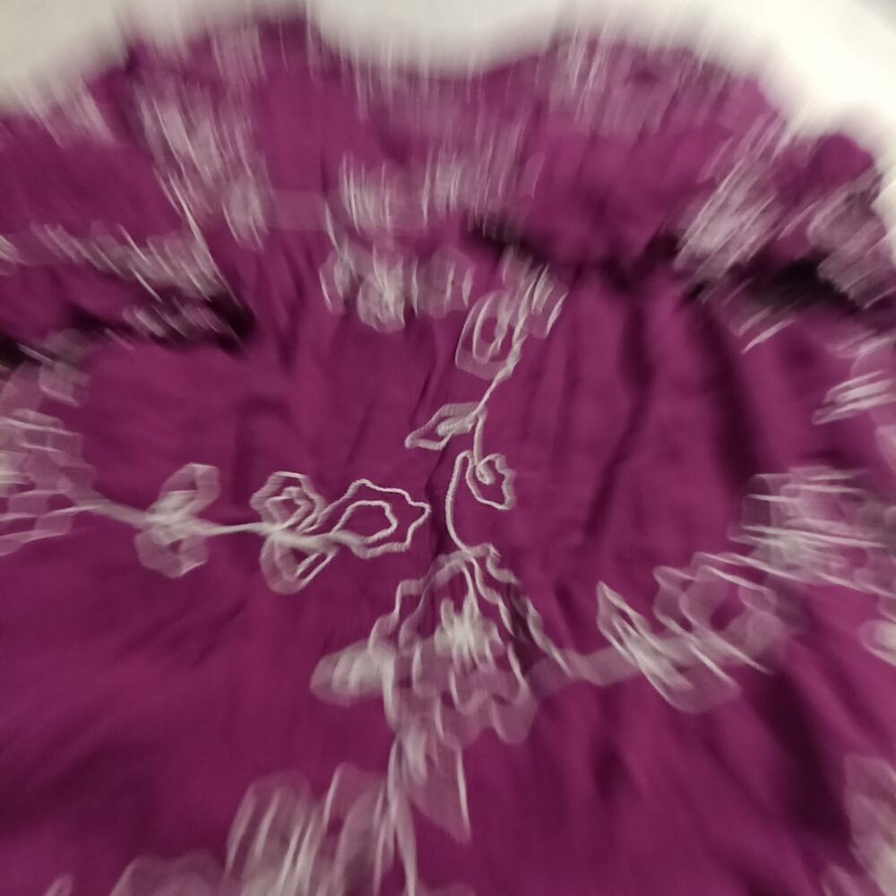 Catherines 2X Purple Floral Embroidered Blouse Keyhole Neck 3/4 Sleeve Boho Top - Picture 7 of 8